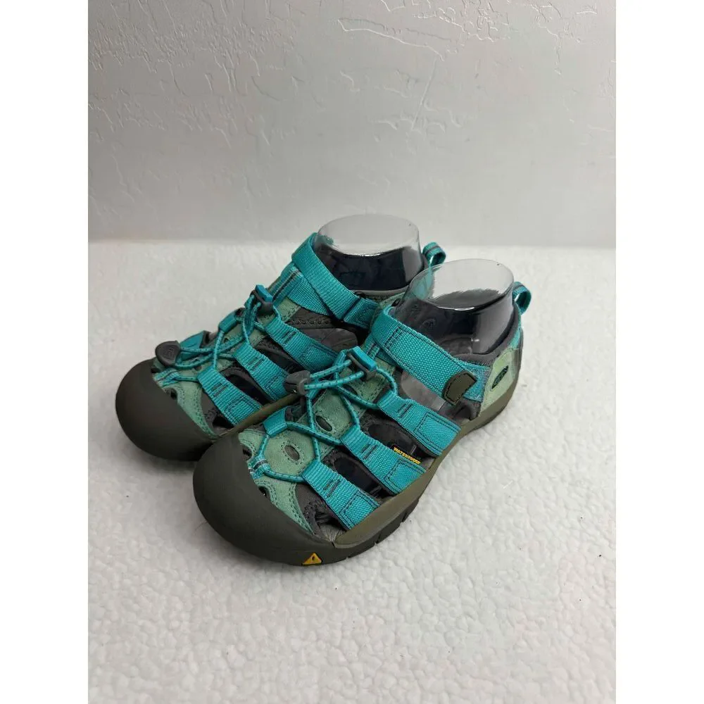 Keen Green‎ Black Sport Sandals Closed Toe Adjustable Strap Lace Lock US 4 EU 37